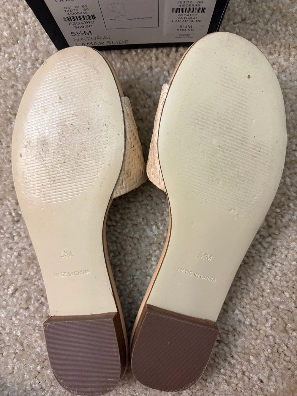 Talbots Beige Woven Slide Sandals with Colorful Embroidered Elephants